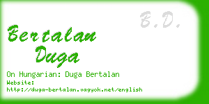 bertalan duga business card